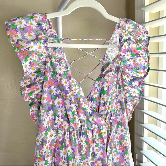 Umgee Cotton Floral Mini Dress with Ruffle Accents Size Medium - Picture 2 of 6
